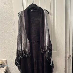 Elegant Black and White Women's Cape Boho Chic, Gypsy Style stay warm and cozy